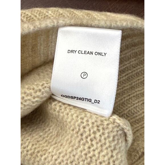 One Grey Day Cashmere V Neck Oatmeal Orange Stitch Sweater Size Small NWT $378 - Picture 6 of 8